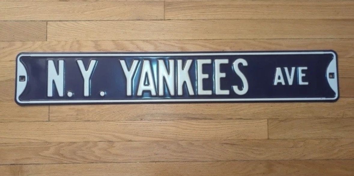 Official MLB New York Yankees Ave. Steel Sign 36x6 Blue & White MLB Street Sign