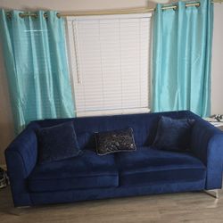 3 Pc Blue  Living Room Set Sofa Loveseat And Round Table 