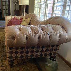 Leather Couch With Harlequin Side & Back Panels