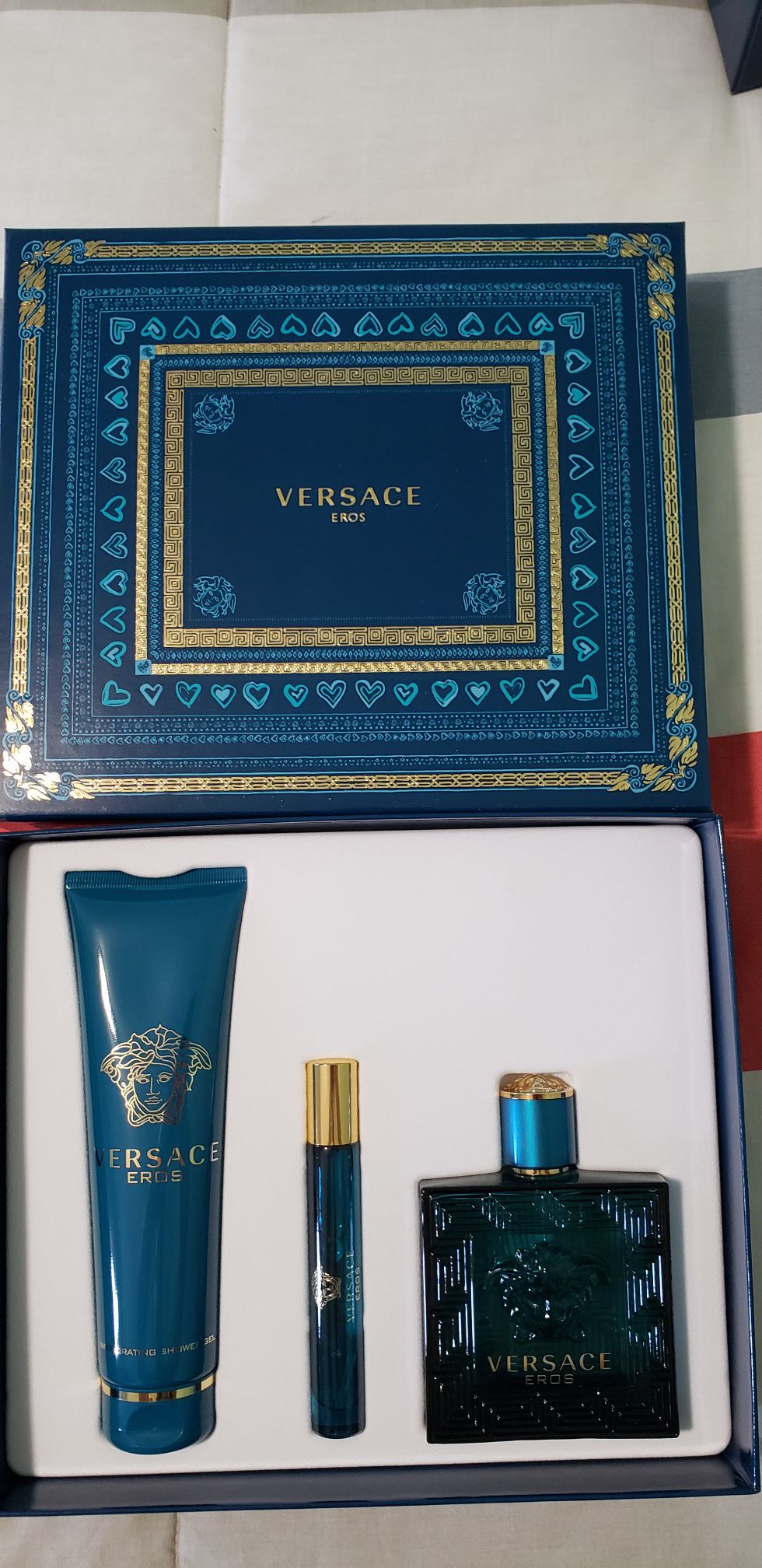 Versace Eros 3.4oz set $75$ firm
