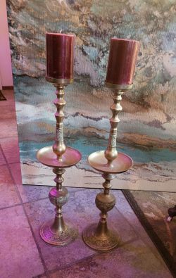Vintage Large Brass Candle Holders