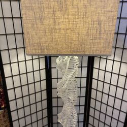 1970's Karl Springer Style Lucite Stacked Helix Spiral Staircase Floor Lamp