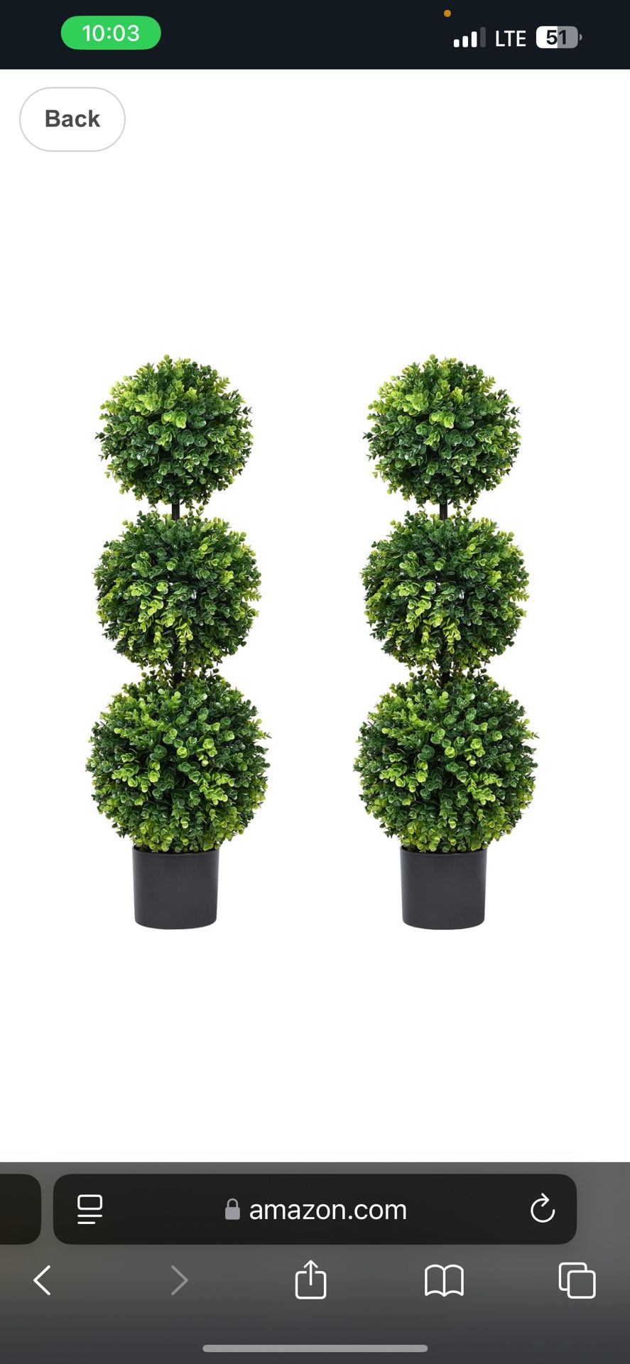 Lvydec 2 Pack Artificial Boxwood Topiary Tree, 3ft Topiary Ball Tree Potted