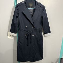 La Chapelle Women’s Navy Blue Double-Breasted Trench Coat Size 155/80A (XS US)