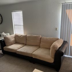 Brown Leather & Suede Sofa