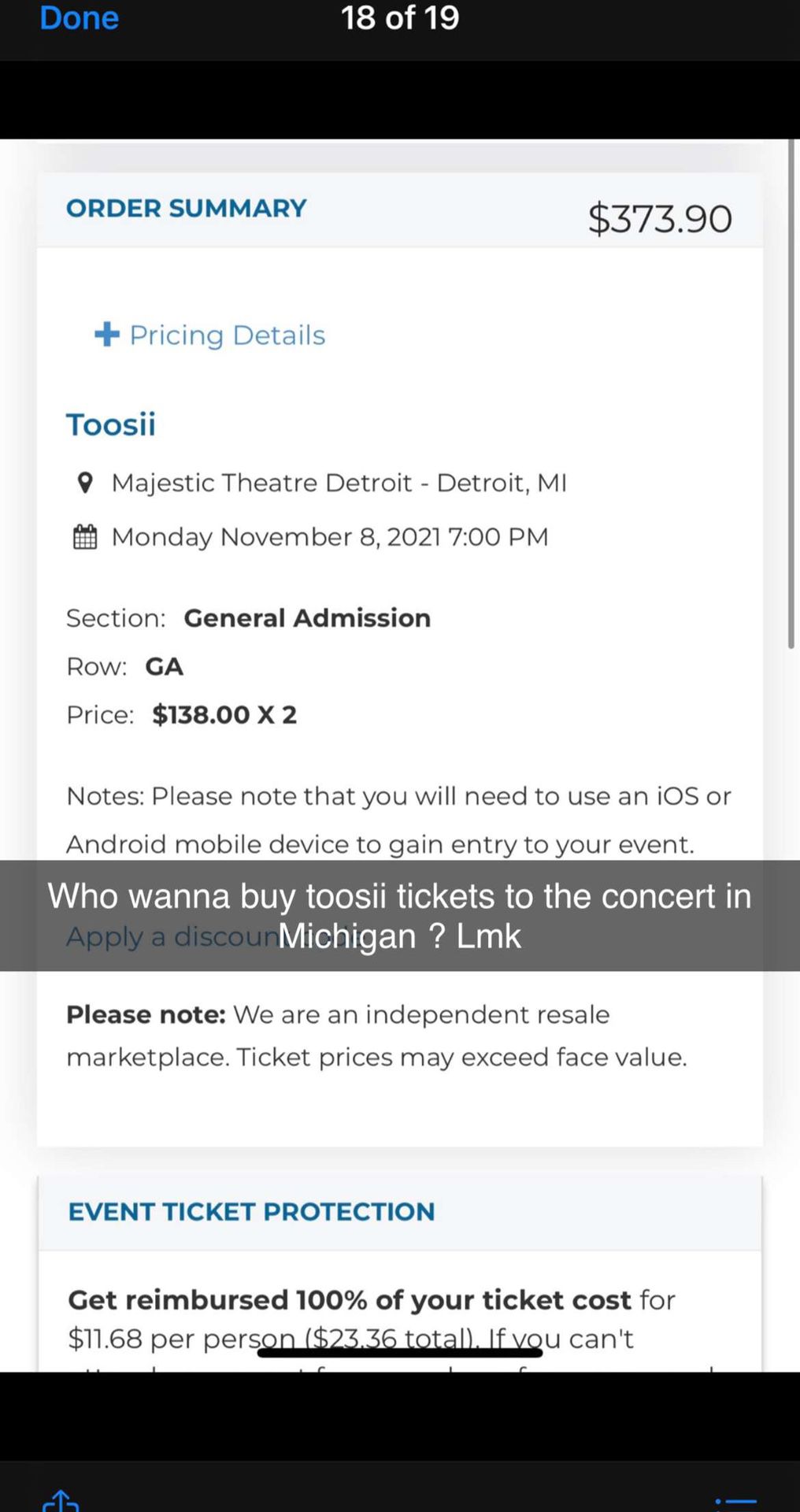 Toosii Concert Tickets  For Michigan 