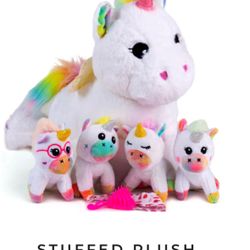 STUFFED PLUSH UNICORN MOMMY WITH BABIES