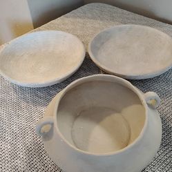 Set of 3 terracotta  & stone ware