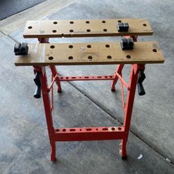 Folding Portable Workbench with Vise Clamps