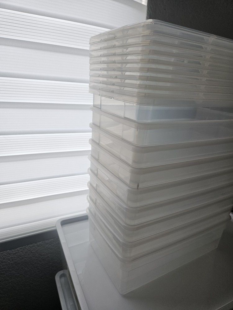 9 Container Store Cllear Shoe Boxes w/lids