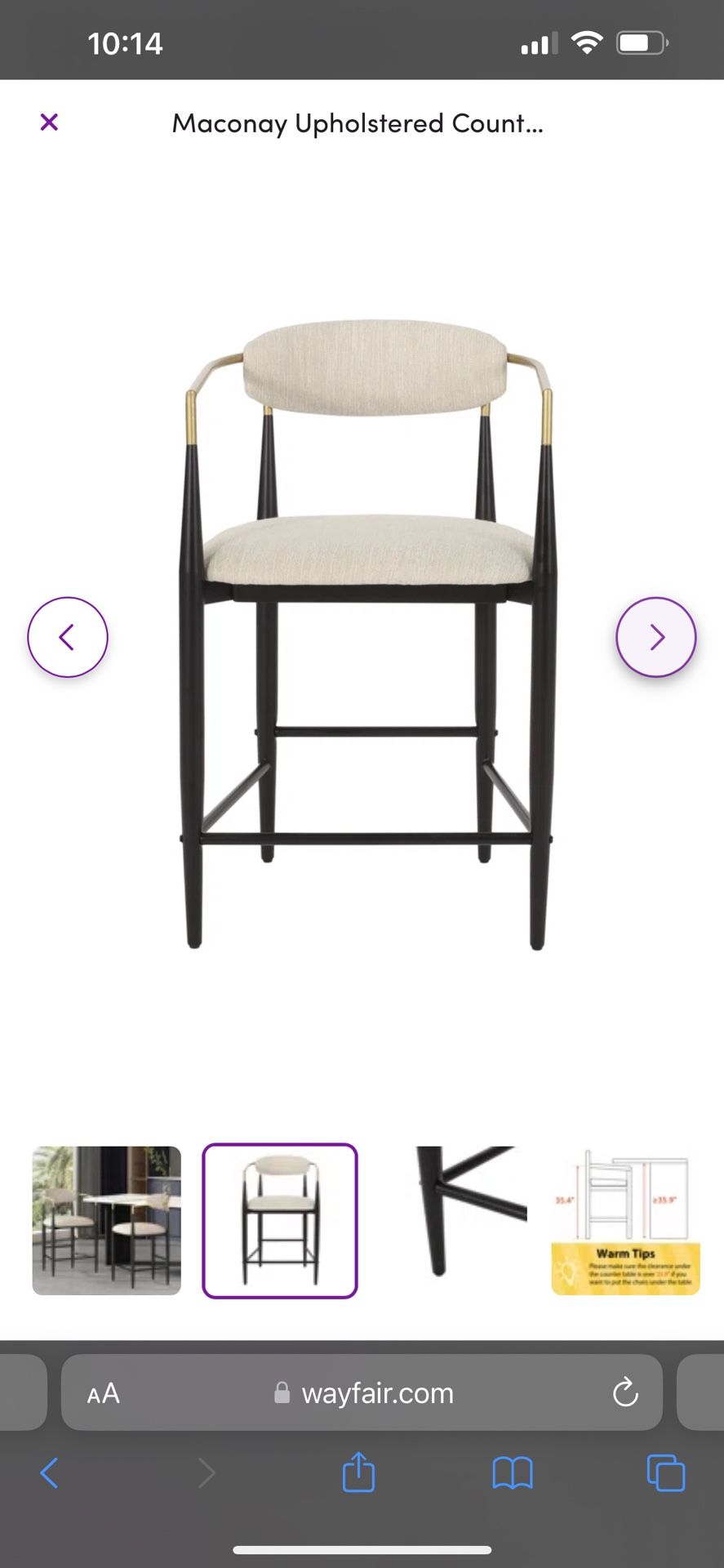 Maconay Upholstered Counter Stool (Set of 2)