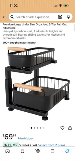 2-Tier Pull-Out Under Sink Organizer – Adjustable Height – Heavy-Duty Steel