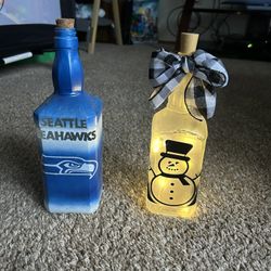 Light Up Painted Whisky Bottles. 