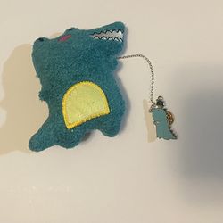 Cute Dinosaur Plush Keychain w/ Enamel Pin Charm Kawaii Bag Accessory