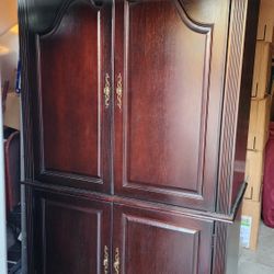 Large Cherry Wood Armoire w TV- FREE