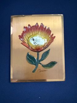 Gastone Protea Floral Copper Decorative Plaque Wall Decor, Code 8D