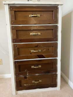 Solid Wood 5-Drawer Tall Dresser / Chest – Rustic