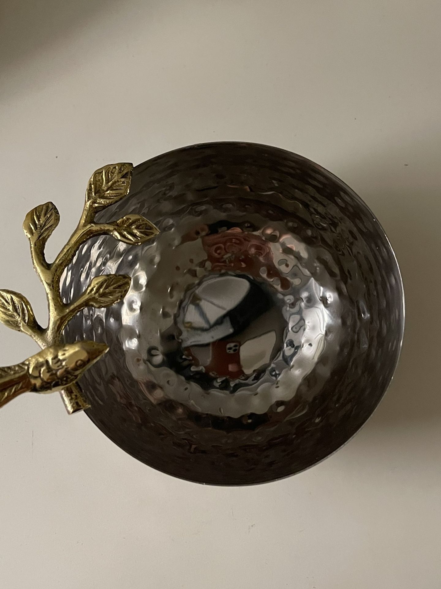 Small Hammered Bowl Gold And Silver With Bird