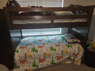 Cherry oak bunk bed with storage stairs