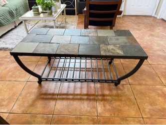 Ashley Slate Tile Coffee Table with metal frame