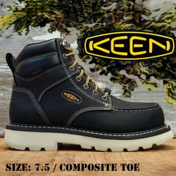 New KEEN Utility Cincinnati 6" Carbon-Fiber Toe EH Rated Waterproof Work Boots w/90° Heel Botas Size: 7.5