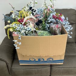 Box Of Assorted Fake Flowers For Sale