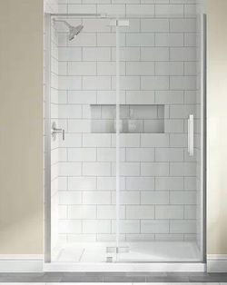 46in - 48in W X 74 in H Pivot Frameless Shower Door in Brushed Nickel