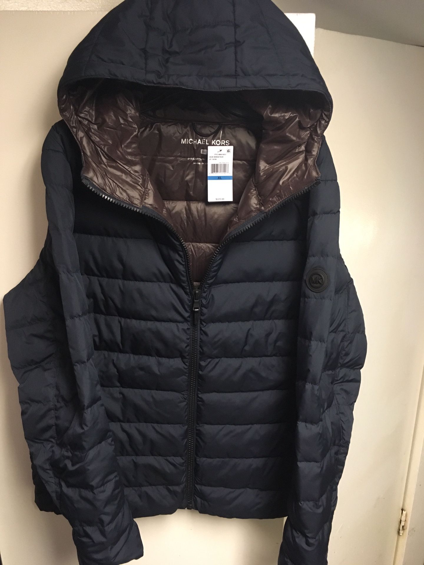 Michael Kors XL blue hooded puffer jacket