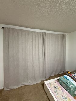 Blackout Extra Wide Curtains 90” + Curtain Rod – $60