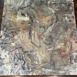 Large Mid Century Abstract Expressionist Painting Signed Lewis 1962 52x53.5 
