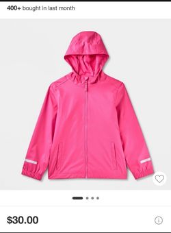 Kids Pink Hooded Rain Jacket