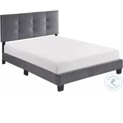 Queen Tufted Platform Bed  Frame Gray     