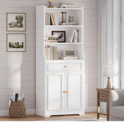 Hasuit Bookshelves and Bookcase with Doors and Drawer & Shelves