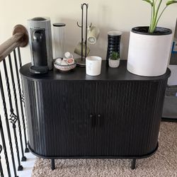 Black Slatted Storage Cabinet