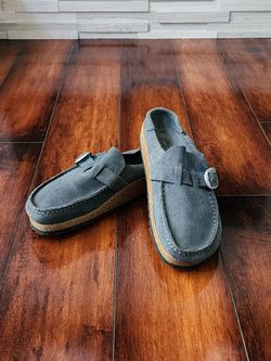 Birkenstock Boston Suede Clogs Blue Gray EU 39 Narrow