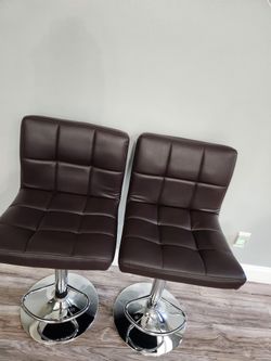 2 PE Leather Bar Chairs Armless SALE 20% OFF