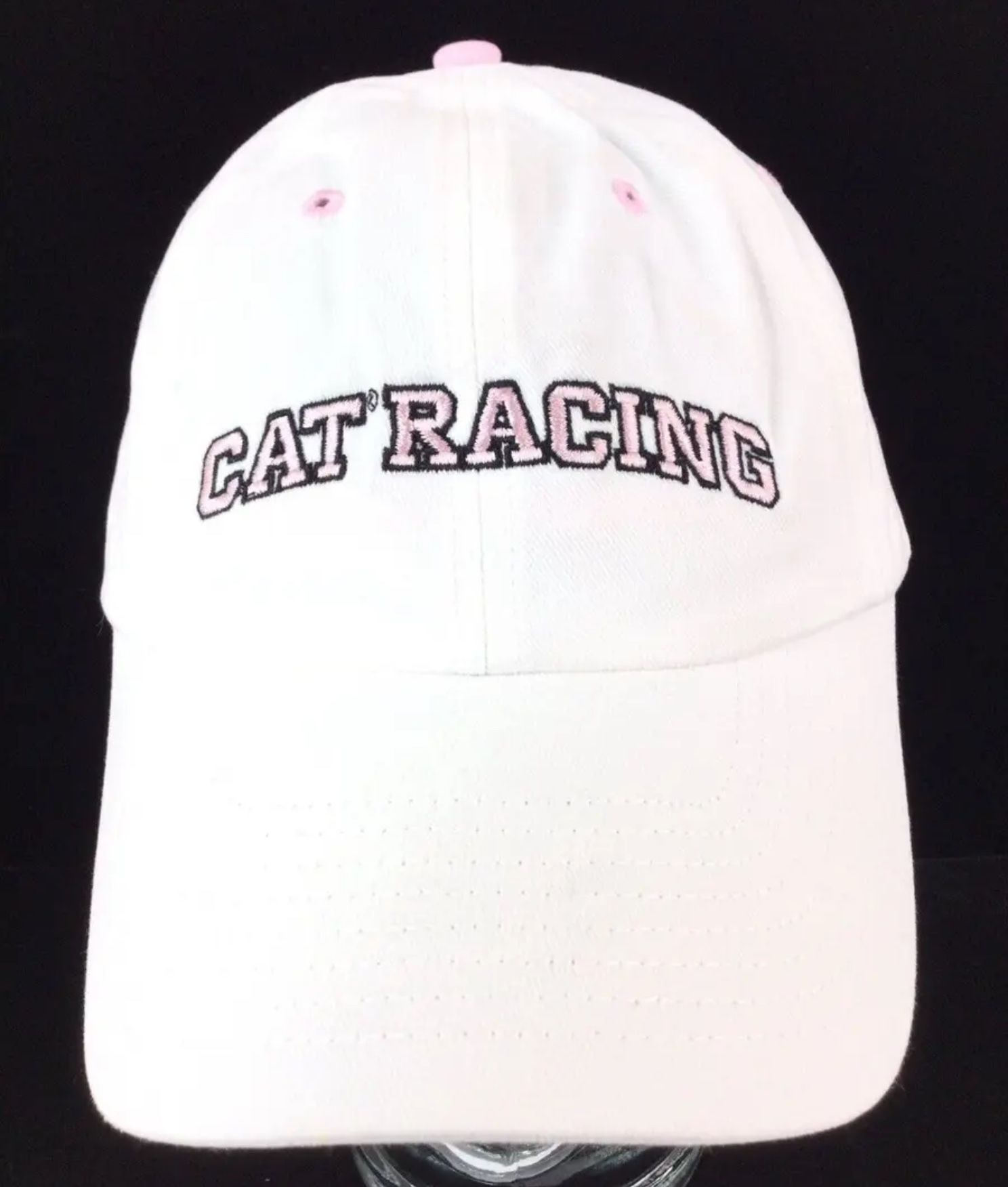 NEW Caterpillar CAT RACING White/Pink Embroidered Baseball Hat Cap