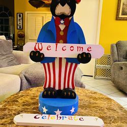 Awesome Wooden Holiday Greeting Bear / 6 Different Greetings 