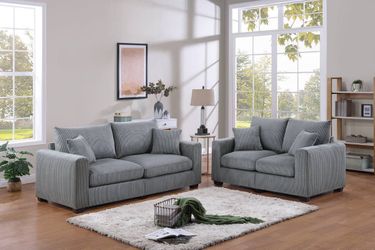 Gray Corduroy Sofa And Love Seat Set 