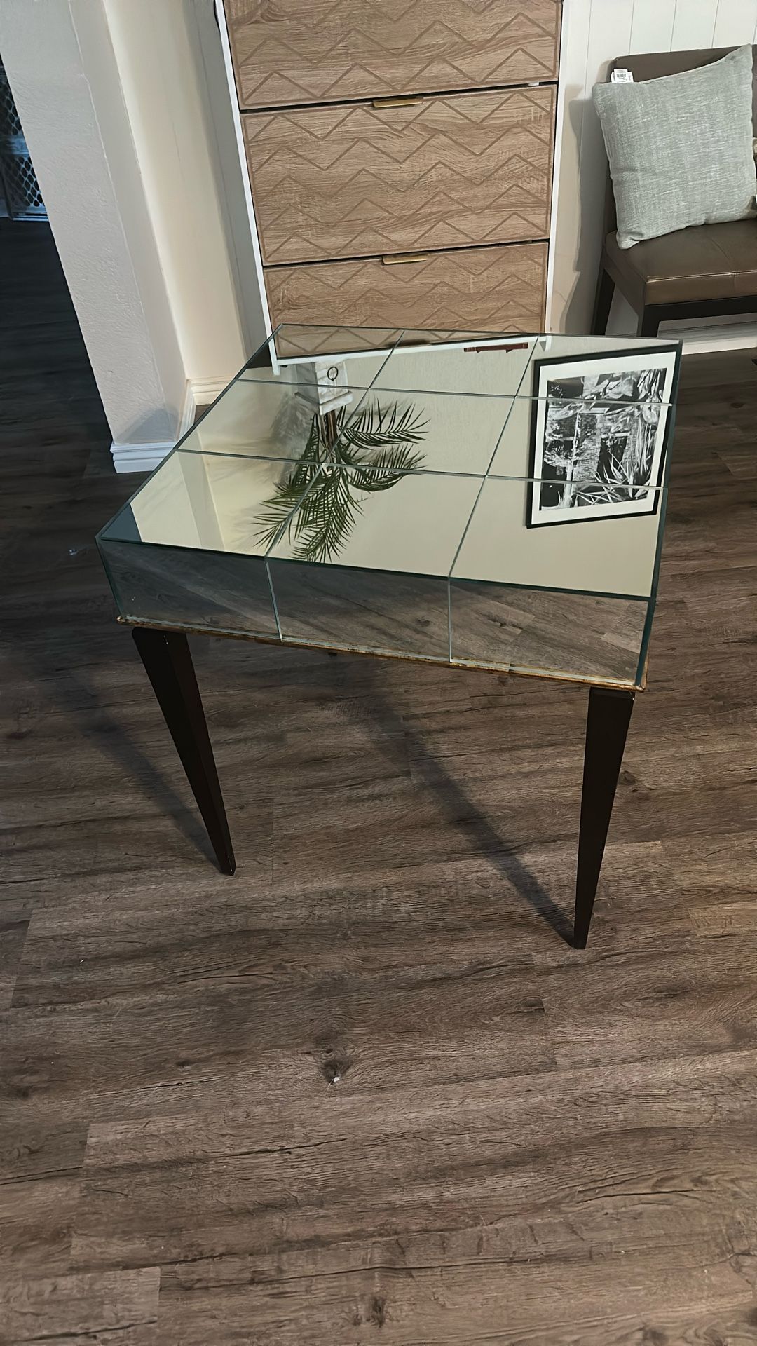 RH STYLE MIRRORED SIDE TABLE
