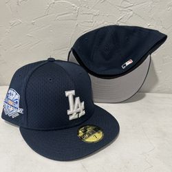 MLB New Era Los Angeles Dodgers Blue Mesh Old School 50th Anniversary Patch 59fifty Fitted Hats Size 7, 7 1/8, And 7 1/4 