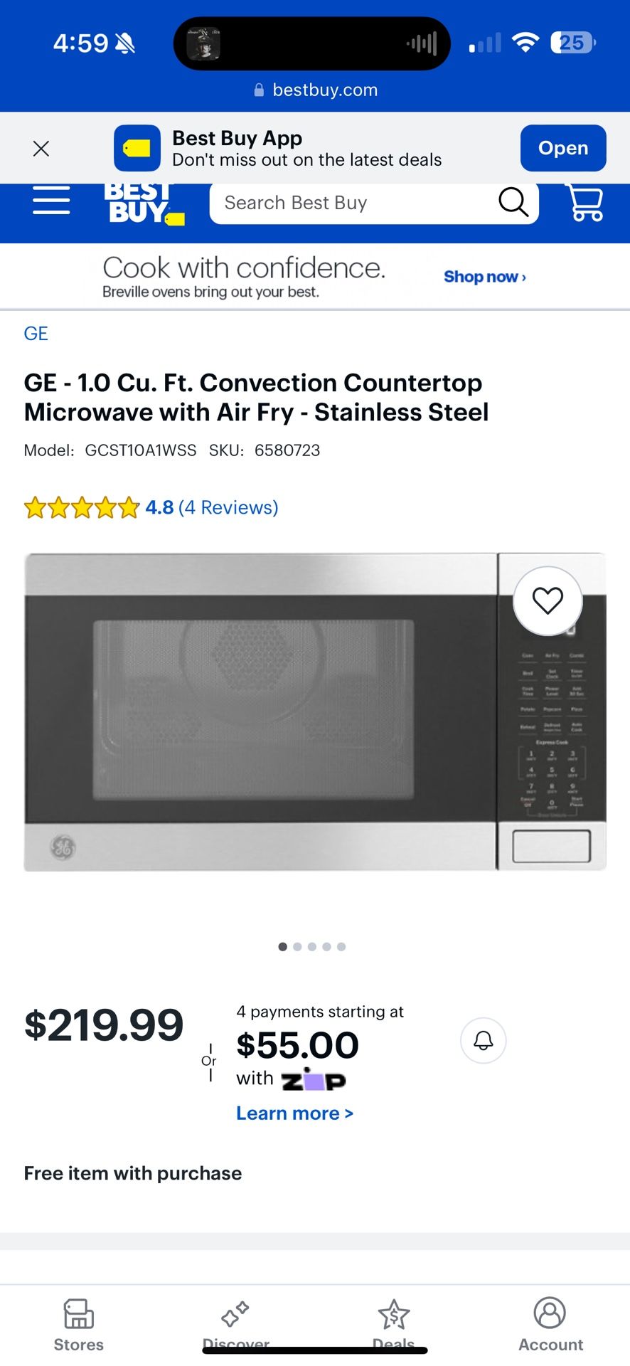 GE - 1.0 Cu. Ft. Convection Countertop Microwave with Air Fry - Stainless Steel