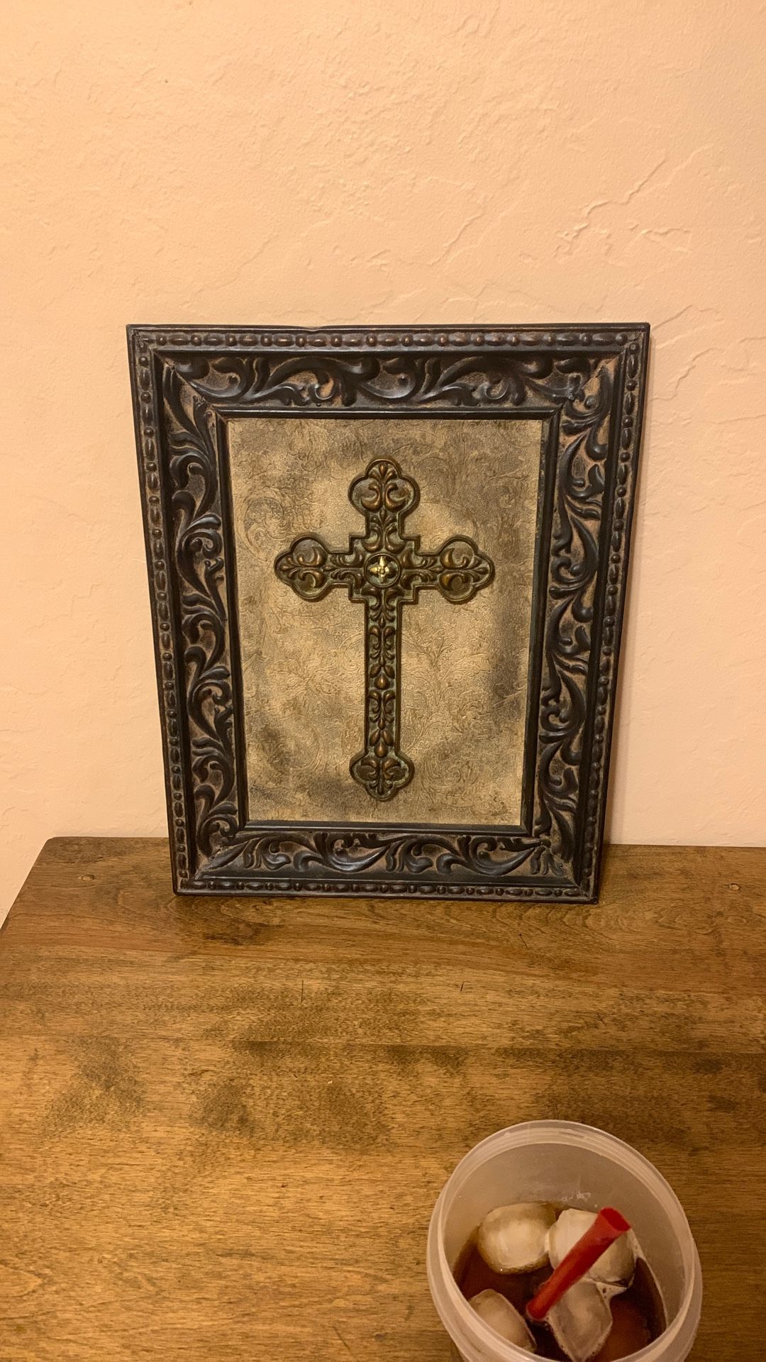 Beautiful Vintage Framed Gaelic Cross