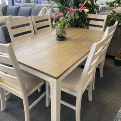 Ashley #1 Seller Farmhouse Dining Set 7pc Table &6 Chairs Last 3 Sets In Stock Today 