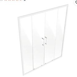 Puerta de ducha semi-sin marco VEVOR, 145-140 cm de ancho x 178 cm de alto, puerta corrediza doble de vidrio templado transparente de 6 mm (1/4"), imp