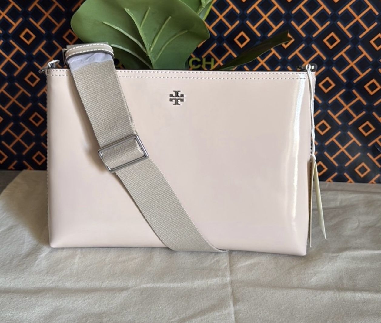 NWT Tory Burch blake patent swingpack  Crossbody Bag soft pink color