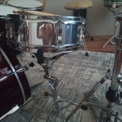 Vintage Ludwig Chrome Over Wood Snare Drum 