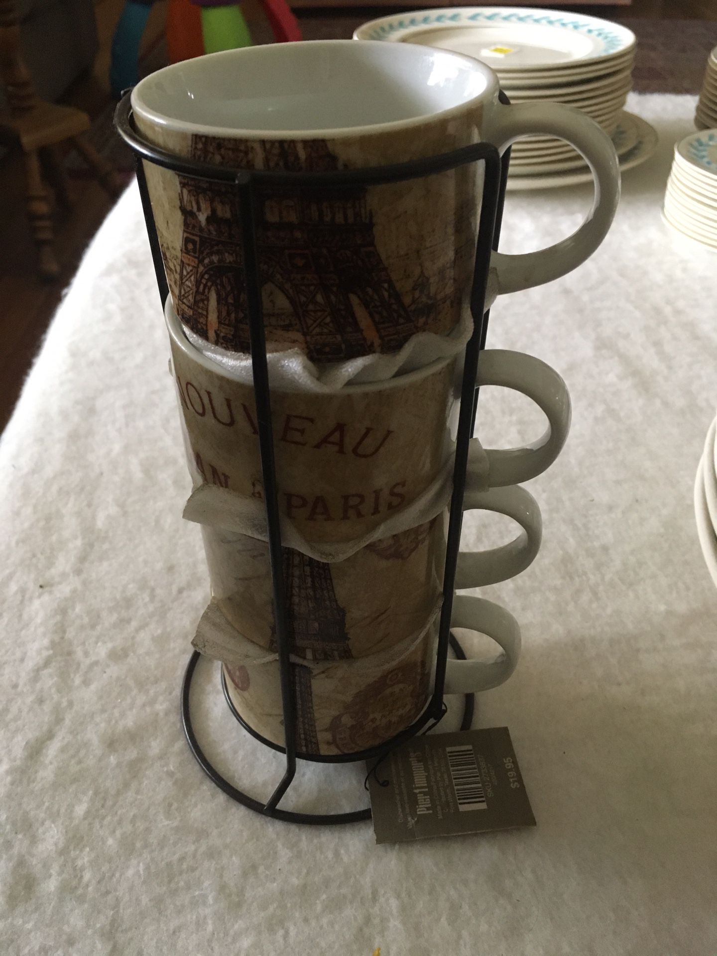 Brand new 4 coffee Porcelain cups stackable