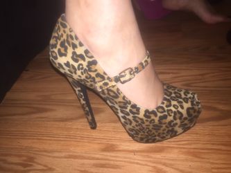 Brown Cheetah heels