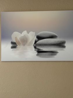 Zen Lotus Flower and Stones Canvas Wall Art